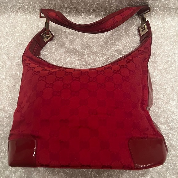 Gucci GG Shoulder Monogram Red Canvas Hobo bag Women’s - Picture 6 of 14